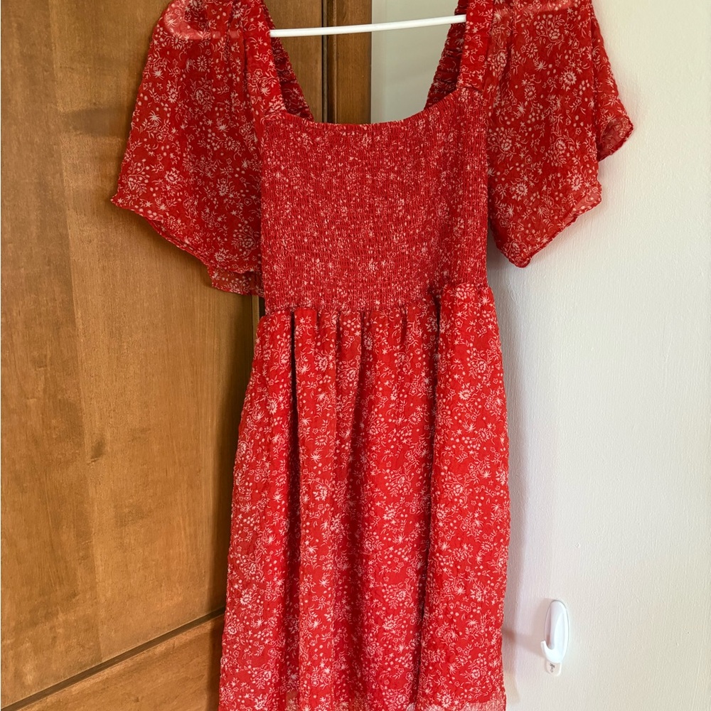 Madewell Vibrant Red Paisley Mini Dress